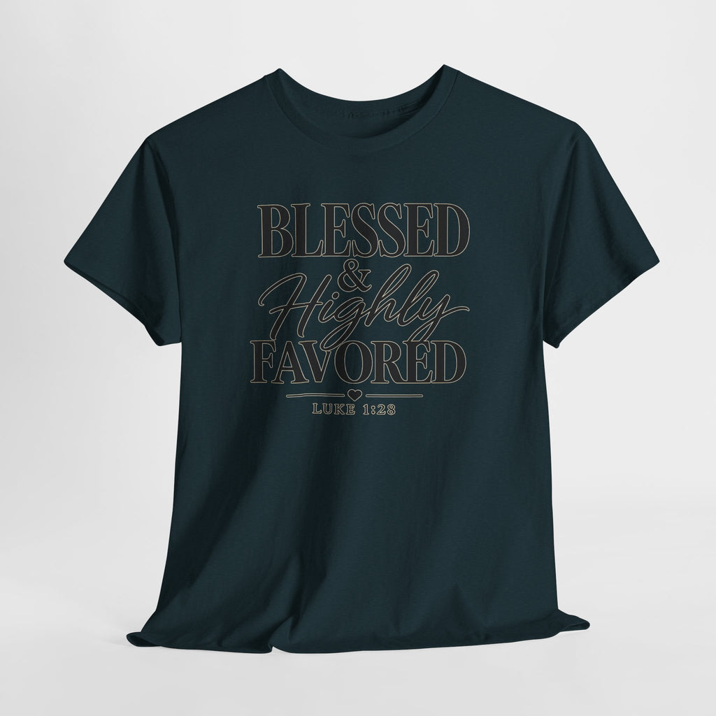 dark blue t-shirt with a white cross on a light gray background