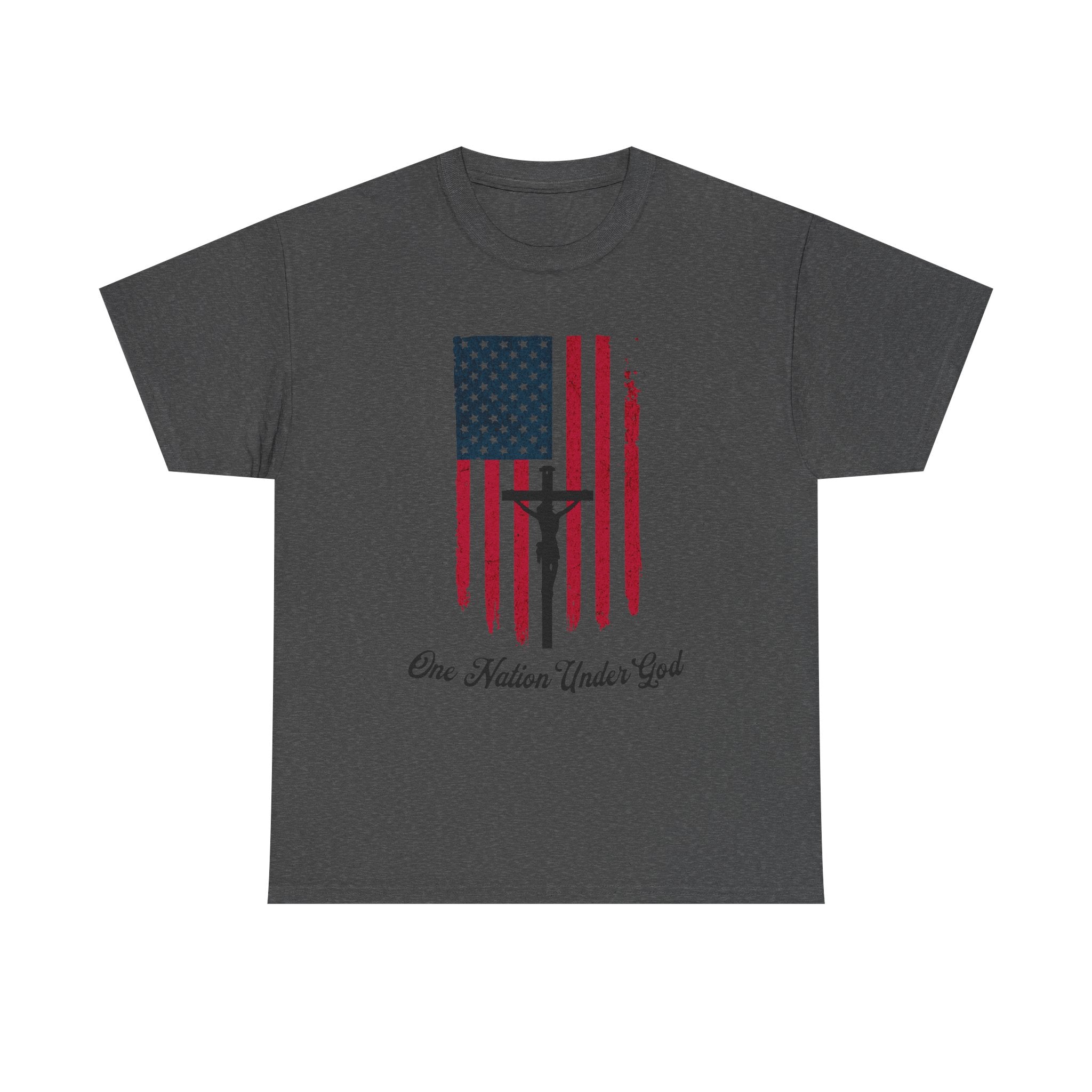 distressed flag t shirt with Christ silhouette