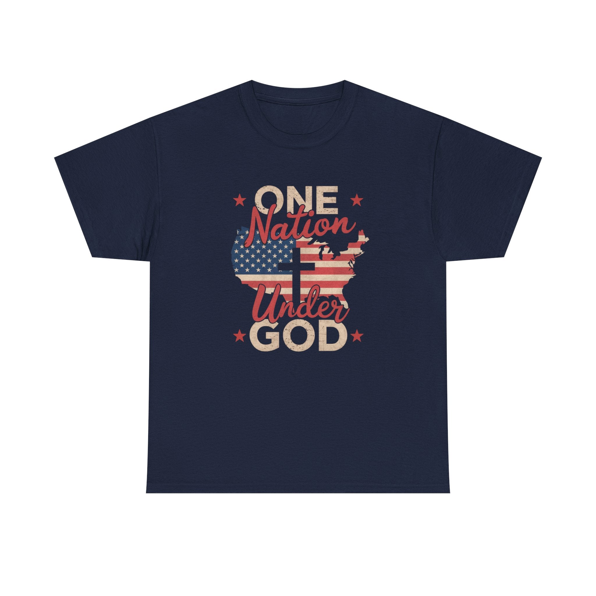 Black Christian tee with cross and patriotic theme