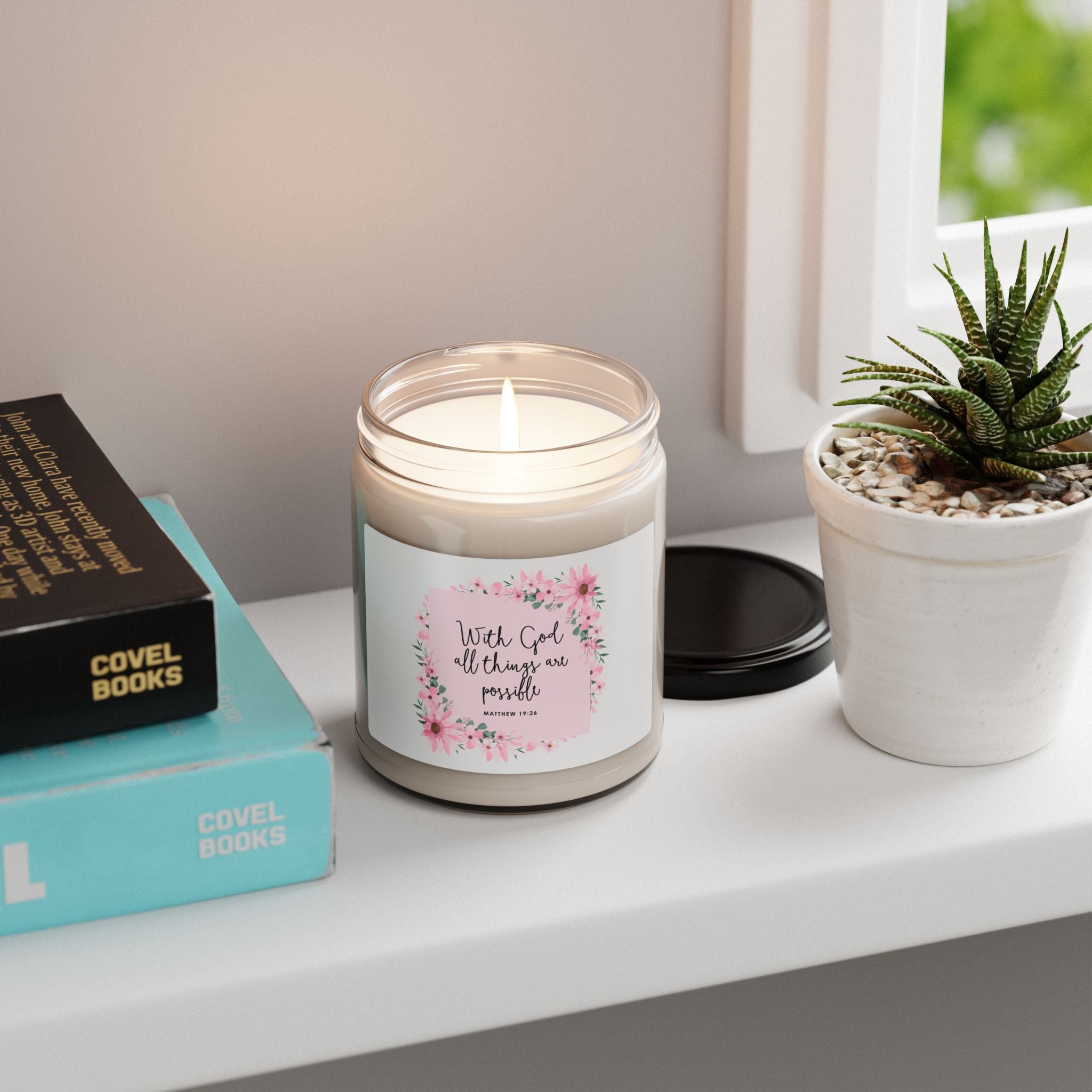 faith-based candle gift with encouraging verse
