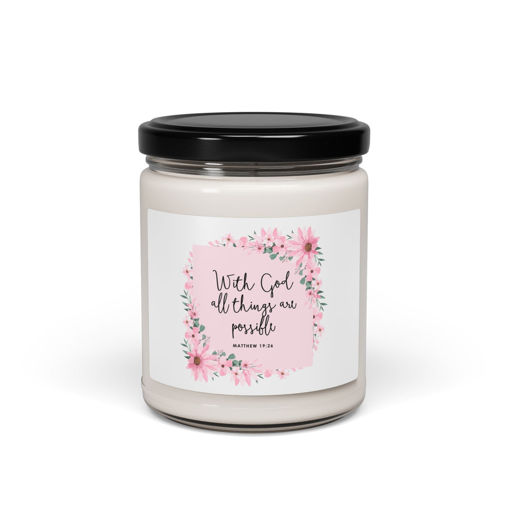 scripture candle with soft flower border design
