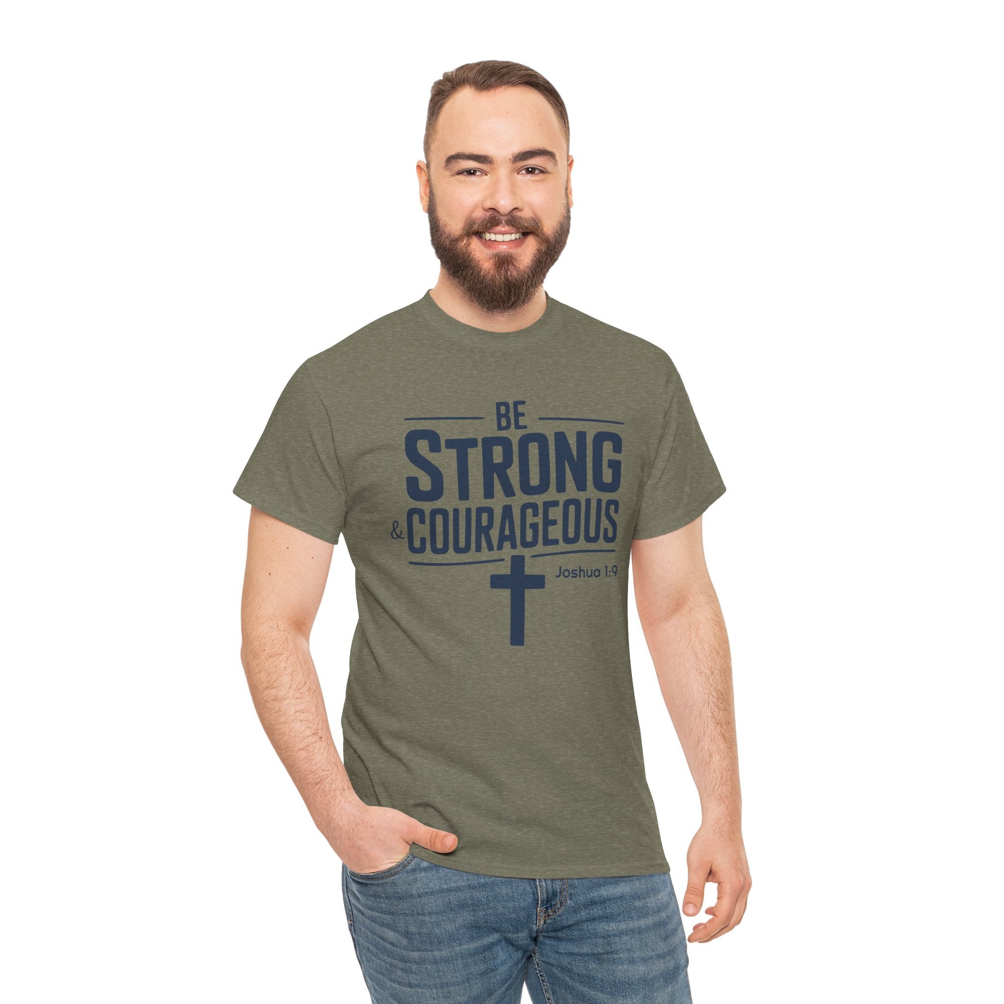 joshua 1 9 shirt bold christian gift for men
