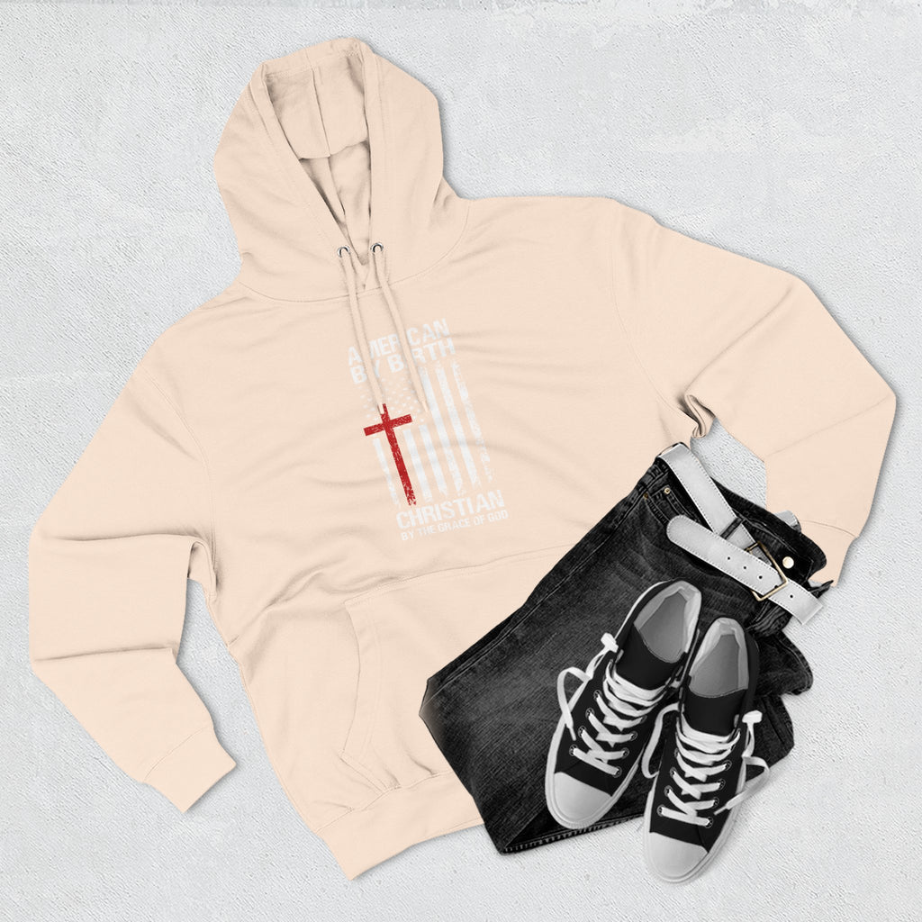 American Christian hoodie shown in multiple colors including pink navy and charcoal