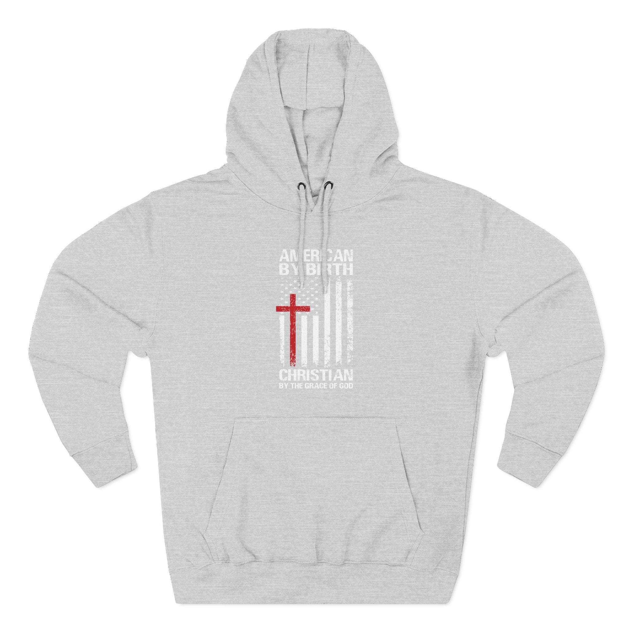 American by birth Christian by the grace of God hoodie with cross and flag