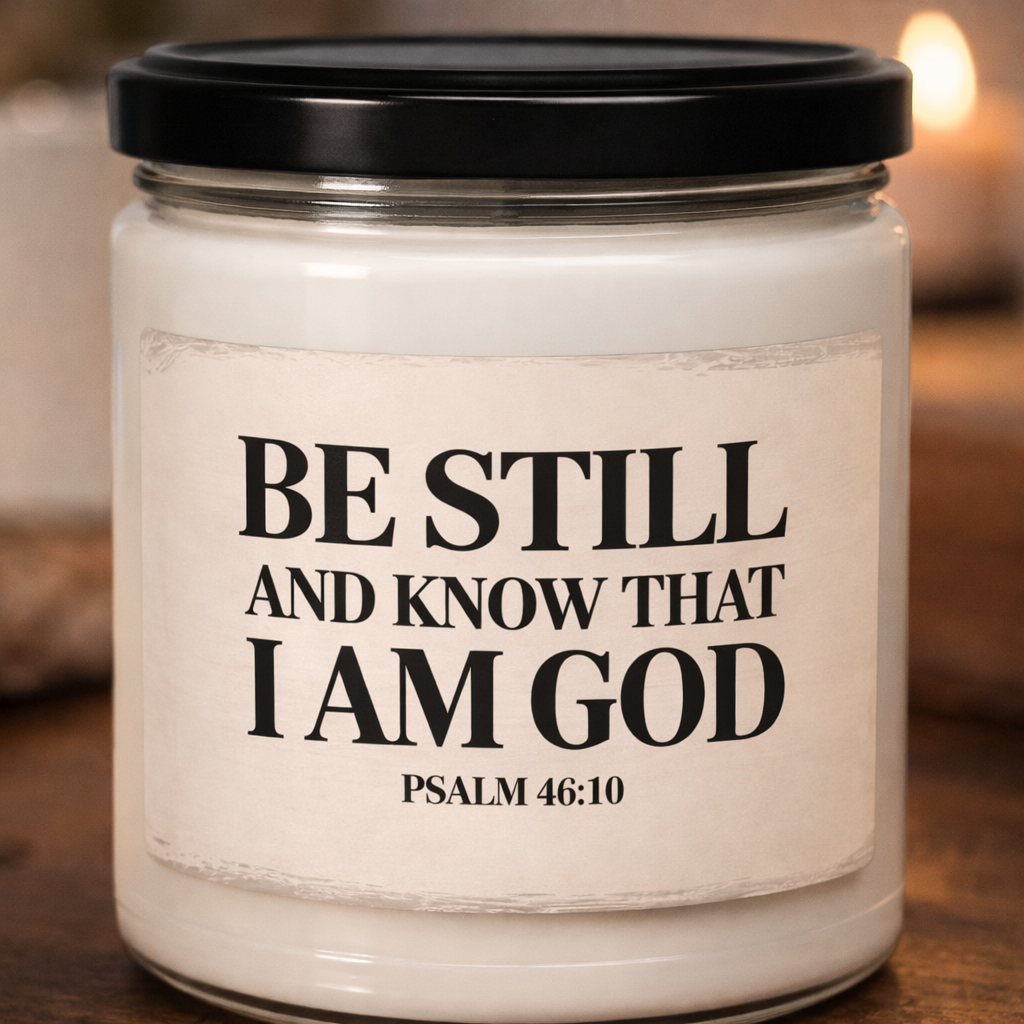 Psalm 46:10 soy wax candle
