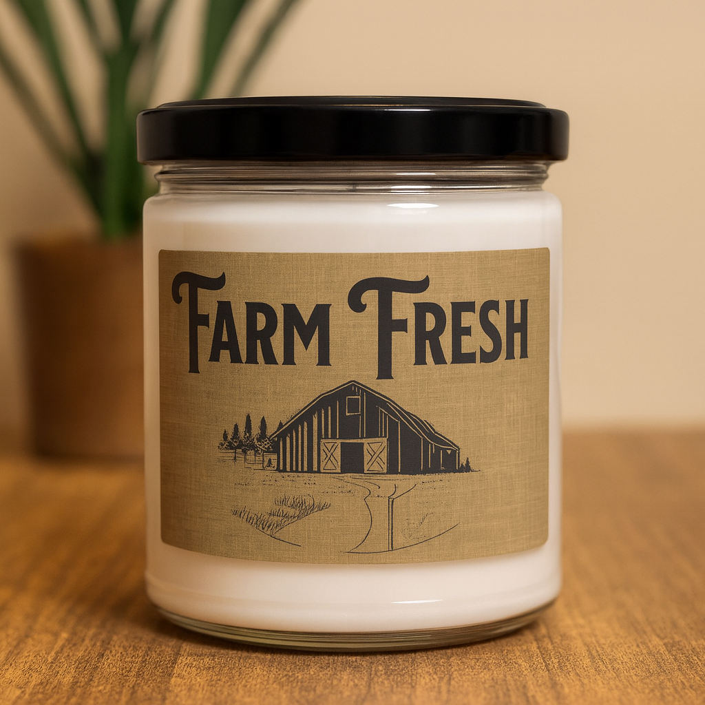 Farm Fresh rustic style soy candle