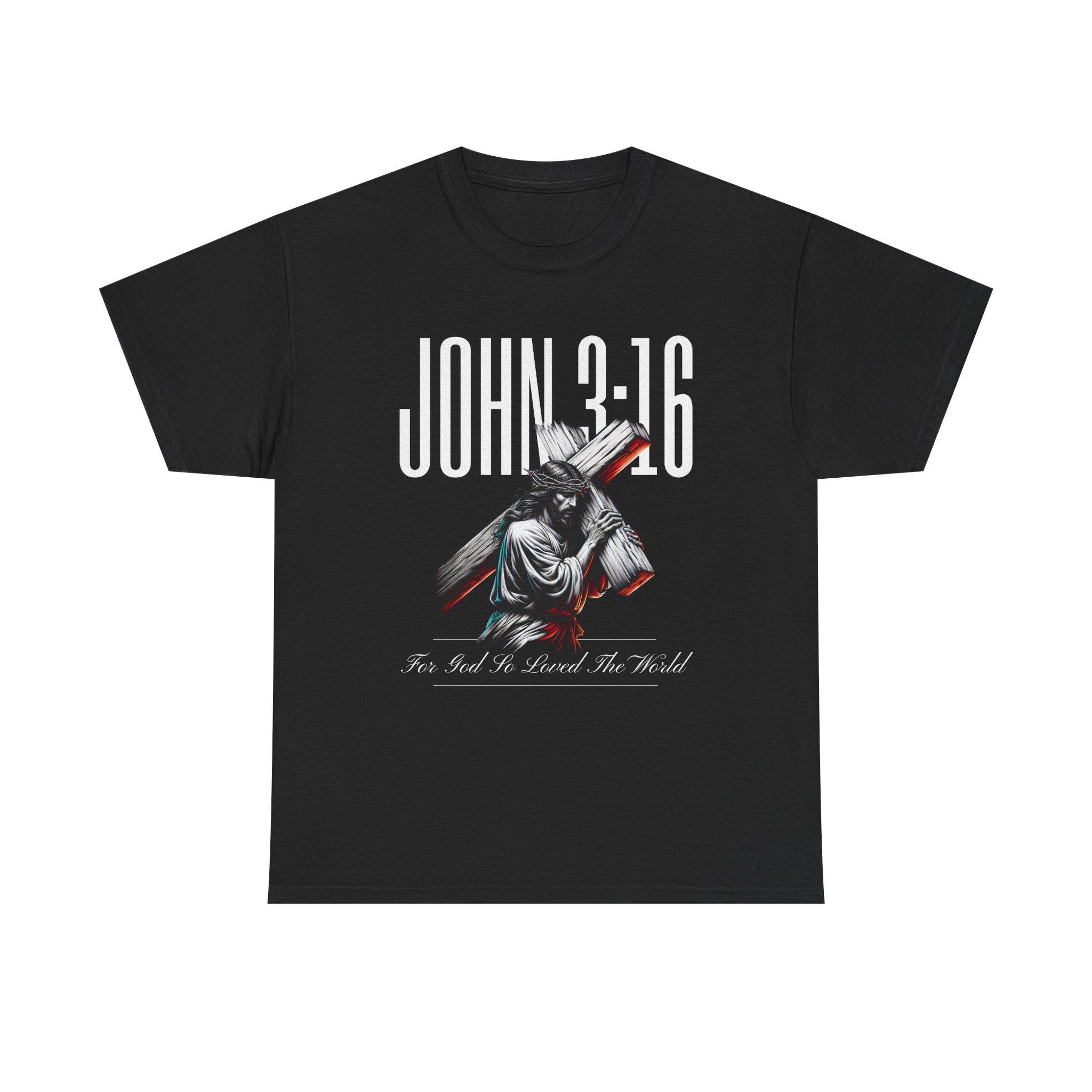 John 3:16 Christian shirt with Jesus carrying the cross