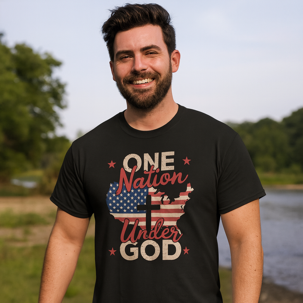 One Nation Under God Shirt Christian Patriotic Tee