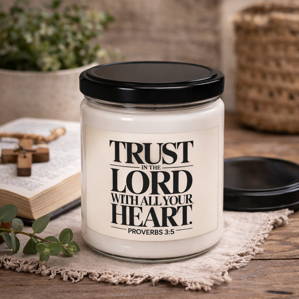 Proverbs 3:5 Trust in the Lord Candle – Christian Soy Candle Gift