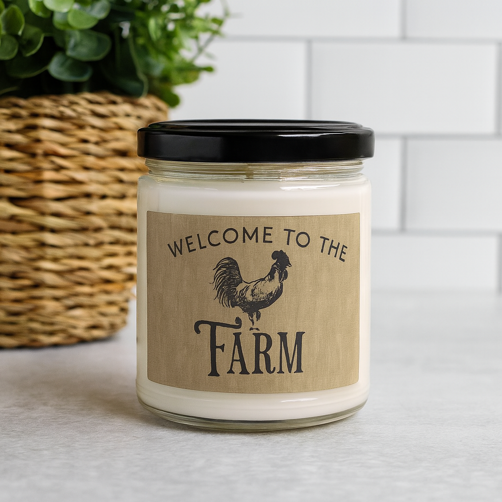 Welcome To The Farm rustic soy candle