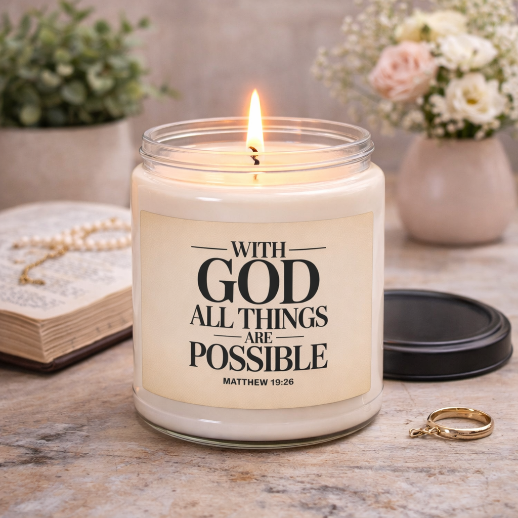With God All Things Are Possible Candle – Matthew 19:26