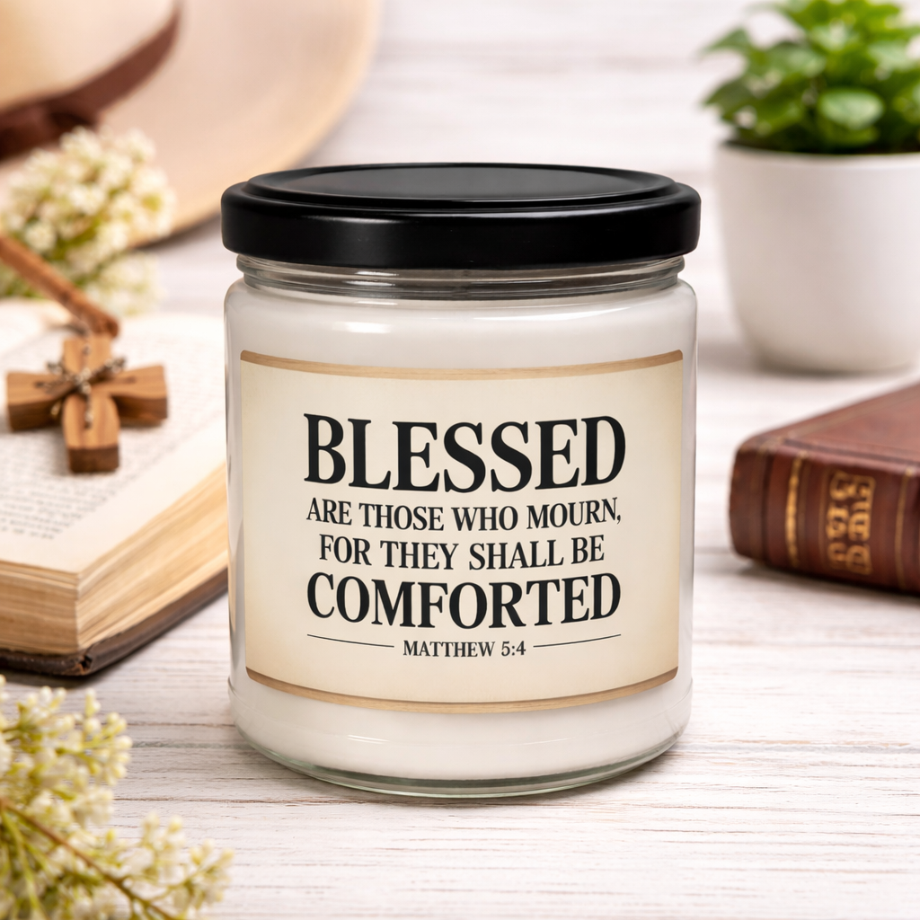 blessed are those who mourn christian candle gift matthew 5:4 verse